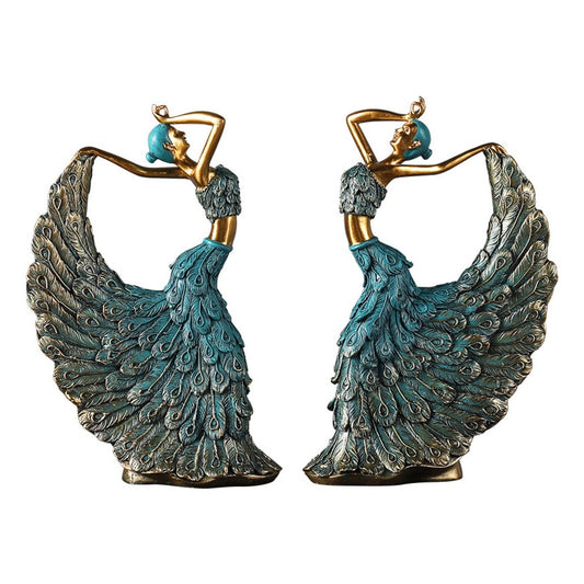 Dancer Figurines Peacock Abstract Art